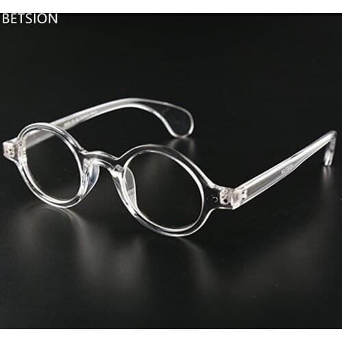 BETSION Vintage Round 42.70mm clear Transparent Eyeglass Frames Spectacles Full Rim Retro Glasses Eyewear Rx able