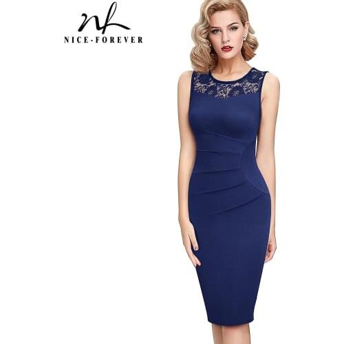 Nice-forever Summer Women Elegant Floral Patchwork Dresses Prom Party Vintage Bodycon Slim Dress B639