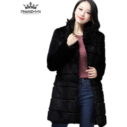 2019 Winter Women Fur Coat High-quality Solid color Warm Jacket Coat Casual Women Coat Fashion Plus size Medium length Fur Coats