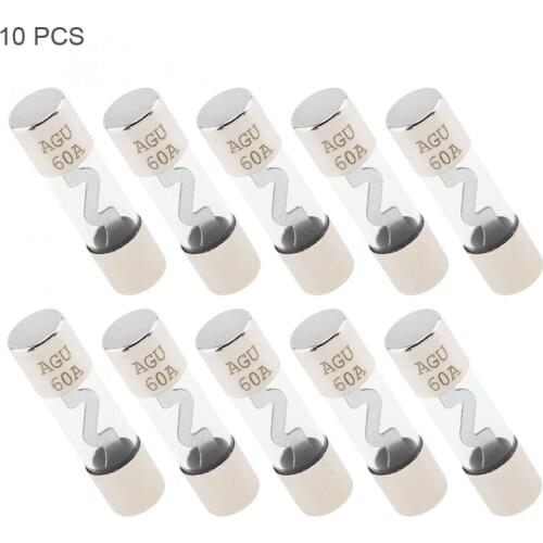 10pcs 60A Car AGU Nickel Plated Glass Fuses Holder for Cars Vehicles Motors Audio Video Power Amplifier System