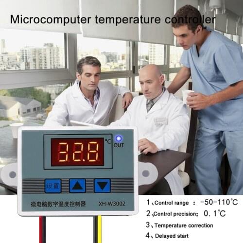 1500W AC110-220V Probe line 10A Digital Temperature Control LED Display For Incubator Cooling Heating Switch Thermostat XH-W3002