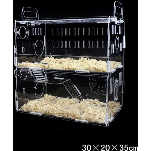 2 Storey Luxury Crystal Hamster Cage Castle House Small Animal Cages Transparent Cages (30*20*35cm)
