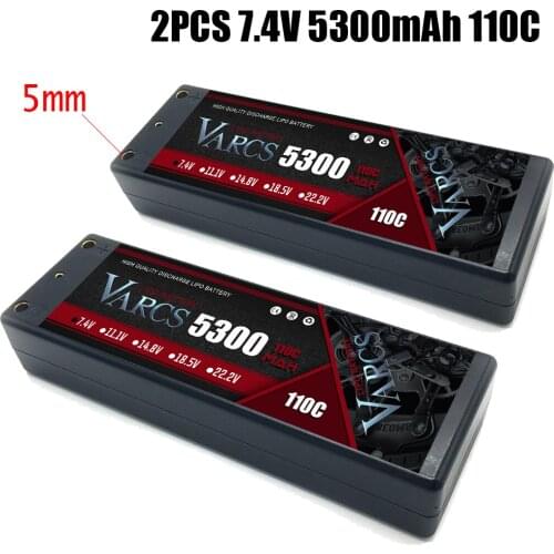 2PCS VARCS Lipo Batteries 2S 7.4V 5300mAh 110C/220C 5MM HardCase for RC 1/8 /10 Car Off-Road Buggy Truck Boats salash Parts
