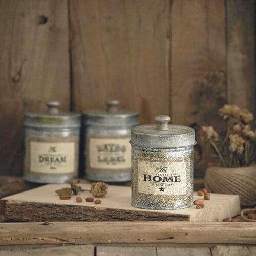 3 pcs Retro Antique Metal Storage Jar Organizer Desktop Sundries Box Kitchen Tableware Nuts Snack Storage Jar