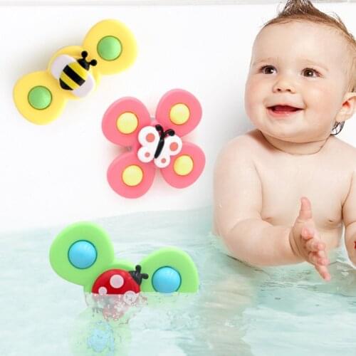3pcs Cartoon Animal Bath Toy For Kids ABS Colorful Insect Fidget Spinner Relieve Stress Gyro Toy Educational Rattle Toy For Baby