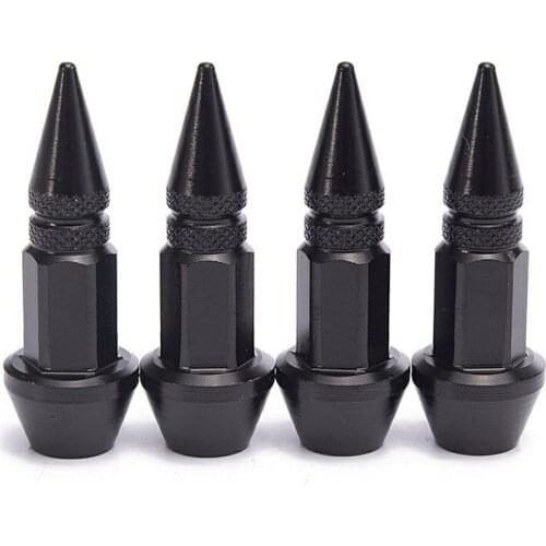 4pcs Automobile Universal Bullet Head Valve Cap Car Bike Spike Shape Tire Dustproof Wheel Stem Aluminum Valve Cap 45mm