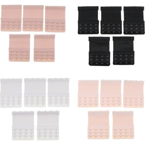 5pcs Sexy 4 Hooks 3 Rows Lingerie Band Bra Extender Stretchy Bra Buckle Strap