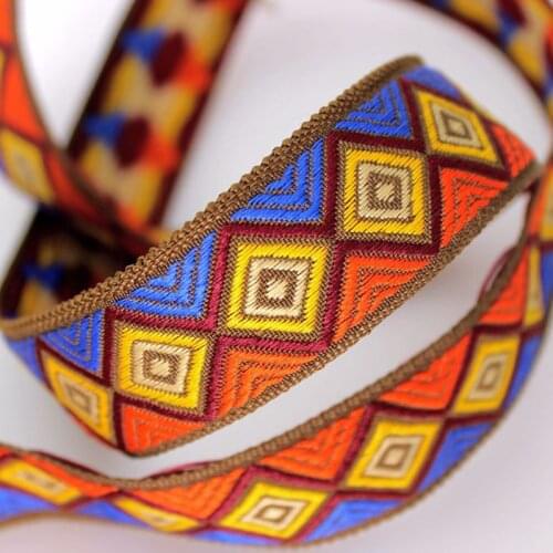 5 Yards 20 mm Ethnic Jacquard Webbing Table Cloth Curtain Bedding Trim Decoration Ribbons Diy Webbing for Sewing Material Supply