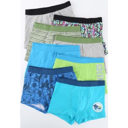 8 Pieces Flower Letter Srtiped Boys Multipack Boxers Kids Trunks Child Pure Cotton Pants Teenage Underwear Student Shorts 4-12Y