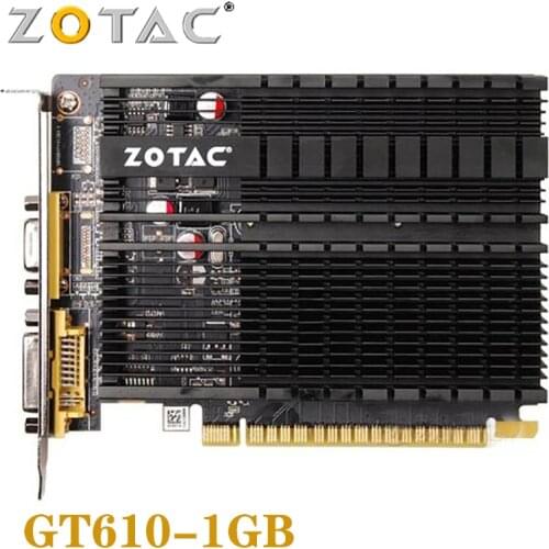 Used ZOTAC Video Card GeForce GT 610 1GB 64Bit GDDR3 Graphics Cards GPU Map For NVIDIA Original GT610 1GD3 DVI VGA PCI-E