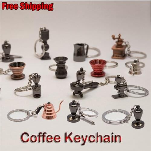 Coffeeware Espresso Accessories Gift Coffee Machine Handle Moka Pitcher Keyring Portable Creative Barista Coffee Tamper Keychain