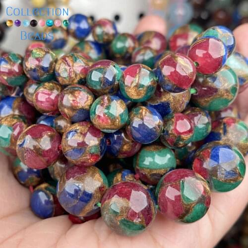 Natural Stone Multicolor Cloisonne Beads Loose Spacer Round Beads For Jewelry Making 4-12 MM DIY Bracelet Accessories Wholesale