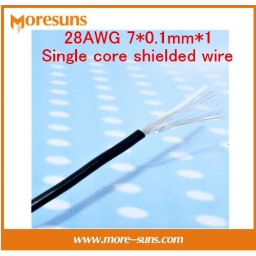 Fast Free Ship 20M/lot 28AWG 7*0.1mm*1 Single core shielded wire signal wire and Audio cable