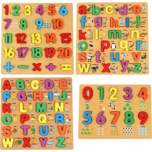 Digital alphabet Hand Grab board jigsaw blocks wooden Toys Childrens early lesson wisdom 1-3-6 years old