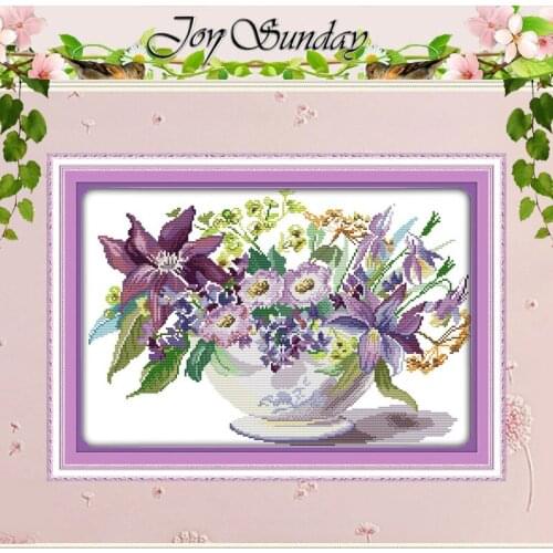 Flower Vase Patterns Counted Cross Stitch 11CT 14CT Cross Stitch Set Wholesale Cross-stitch Kit Embroidery Needlework
