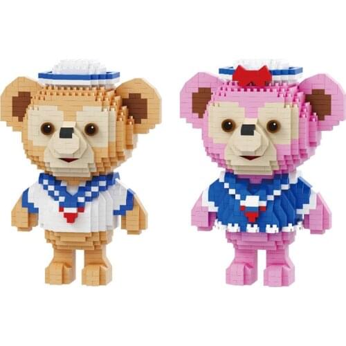 Disney 801pcs+ Duffy Diamond Blocks Mirco 3D Model ShellieMay Bear Cartoon Mini Building Bricks Figures For Children Blocks Toys