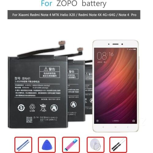 For Xiao mi Battery BN41 4100 mAh for Xiaomi Redmi Note 4 Note4X BN 41 Hongmi Note4 / Note 4X MTK Helio X20 Phone Batteries