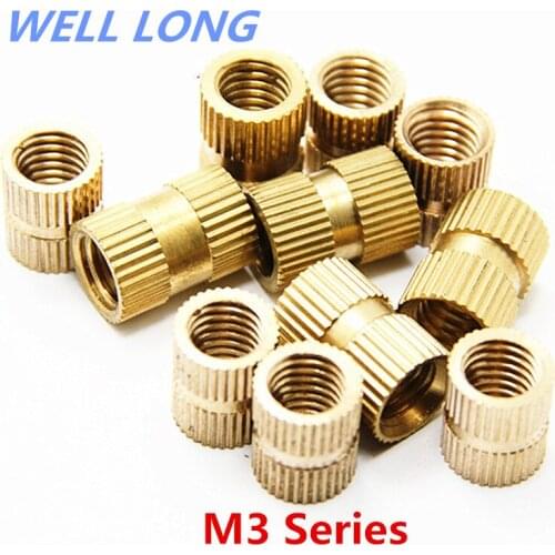 M3 Series A-type double pass copper column injection molding knurled copper nut embedded parts copper flower mother