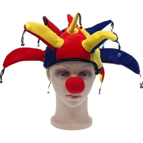 Halloween Party Cosplay Fancy Clown Hat With Bell Halloween Decor Show Headdress Funny Costume Ball Cosplay Jester Cap Tiaras