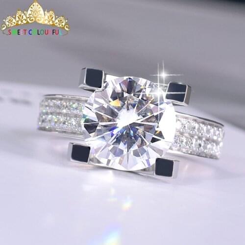 100% 14K Gold ring 1ct 2ct D color VVS Moissanite Diamond Ring Wedding ring With national certificate D001