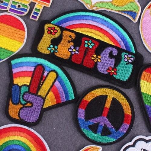 Lgbt Rainbow Patch Iron On Patches For Clothing DIY Gay Pride Patch Embroidered Patches On Clothes Stripes Badges On Backpack