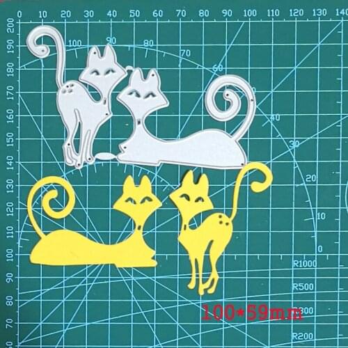 Metal Die Cuts 2pcs beauty cats Crafts Dies Cutting Template diy Scrapbook Cards Knife Blade Cutter Die Stencil Embossing Die