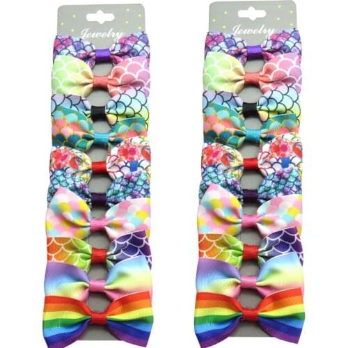 10PCS/Card Fashion Fish Scales Ties Bow Creativity Hairpins For Baby Girls Clips Pins Barrette Scrunchy Kids Hair Accessories