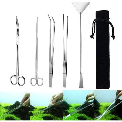 5Pcs/Set Tools Planted Aquarium Ada Aquarium Tank Cleaner Tools Aquarium Scissor Aquatic Plant Tweezers Spatula Tool Set