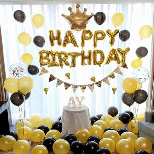 Foil Balloon Set Black Rose Gold Blue Pink Letter Globos Happy Birthday Balloons Party Home Decoration Indoor Outdoor Decor Prop