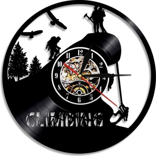 Climbing Mountain Vinyl Record Wall Clock Modern Sports Design Home Decor Creative Vintage Vinyl Silent Wall Watch Climber Gift