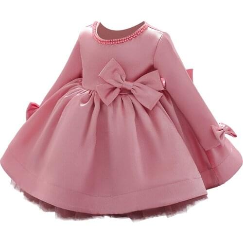 New toddler baby girls main pompous skirt flower childrens wedding dress performance dress long sleeve childrens Birthday Dre
