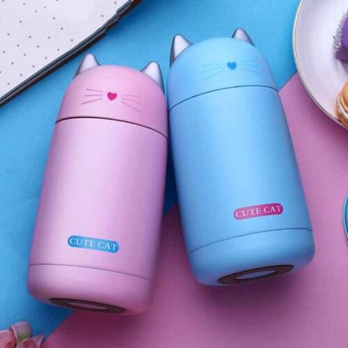 2017 New Cartoon Cat Thermo Mug Drinkware Kids Water Bottle Stainless Steel Child Vacuum Flask cup Tumbler leak-proof Tumbler