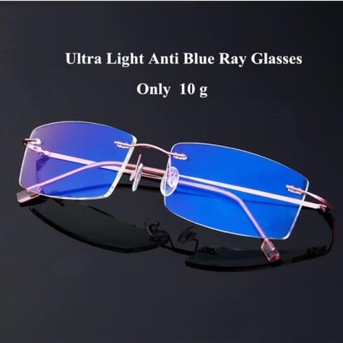 Titanium Alloy Rimless Anti Blue light Glasses Frame Male Female Goggles Ultra-light Radiation-resistant Computer Gaming Eyewear