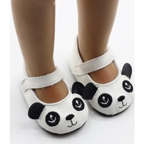 Papabasi 18 inch 45CM Girls Dolls Cute Panda Leather Shoes For Alexander Doll Accessory 43cm Baby Born Doll Mini Toys shoes 165