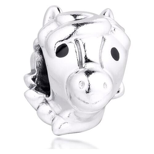 Fits for Pandora Charms Bracelets Horse Beads 100% 925 Sterling Silver Jewelry Free Shipping