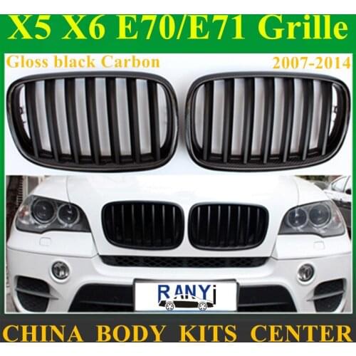 Carbon Fiber Original Style Front Bumper Grille For BMW X5 E70 2007 - 2013 X6 E71 2008 - 2014 kidney Grill Mesh For X Series
