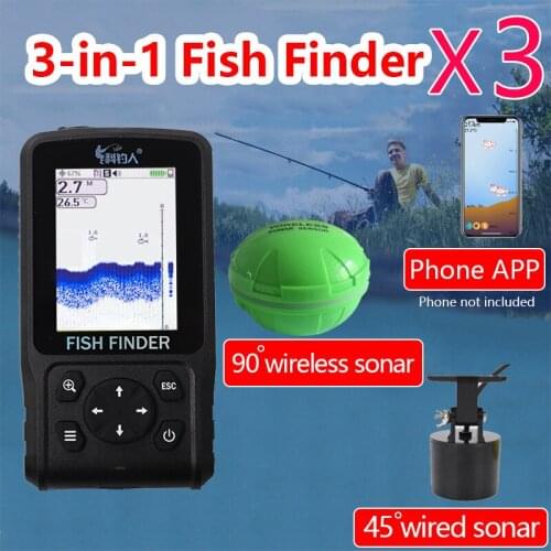 Smart Three-in-One Fish Finder Shared by Wired and Wireless Mobile Phone App