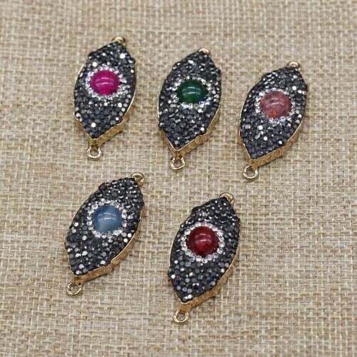 Natural Stone Connector Dragon Striped Agates Golden-Edge Connector For Jewelry Making DIY Necklace Bracelet Accessory