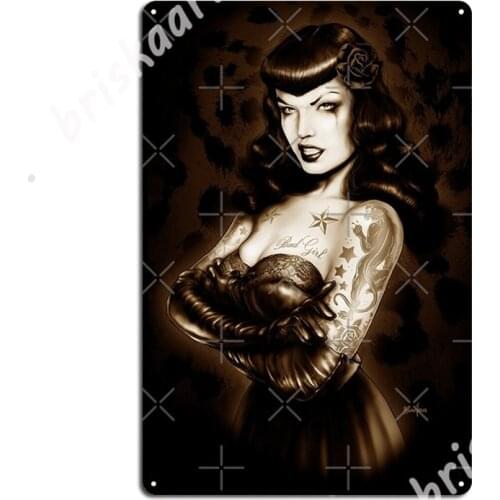 Bettie Page Tattooed Metal Signs Club Party Club Bar Retro Poster Tin sign Posters