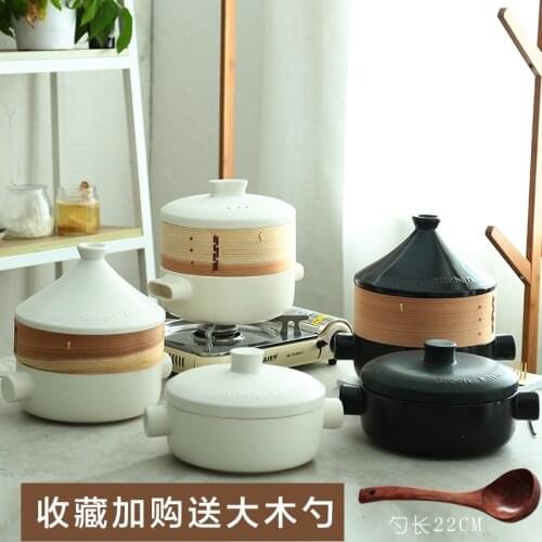 High temperature resistant stone pot steamer white casserole soup pot ceramic pot kitchen ware