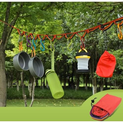 Outdoor Camping Tent Storage Lanyard Picnic Clothesline Rainbow Strap Durable Adjustable Long Bundled Rope Tent Rope Accessories