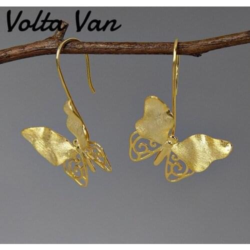 Volta Van 2021 New Drop Earrings 925 Sterling Silver Butterfly Elegant Pendientes Plata Classic Nature Fine Jewelry Earrings