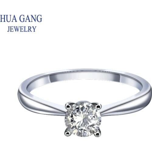 0.5ct 5mm 1ct 6.5mm Round Cut D Color VVS1 Moissanite 925 Silver Ring Diamond Test Passed Fashion Claw Setting Women Girlfriend