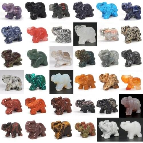 1.5" Elephant Statue Natural Gemstone Carving Healing Crystal Animals Figurines Reiki Stones Lucky Decoration Wholesale