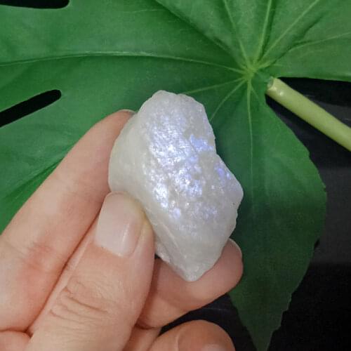 1PC Natural White Moonstone Blue Light Stones Crystal Rockstone Reiki Healing Specimen Rough Mineral Decor Collecting