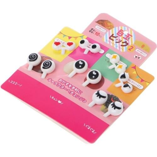 10Pcs Mini Cartoon Ant Eye Fruit Fork Toothpick Tableware Bento Lunch Box Decor