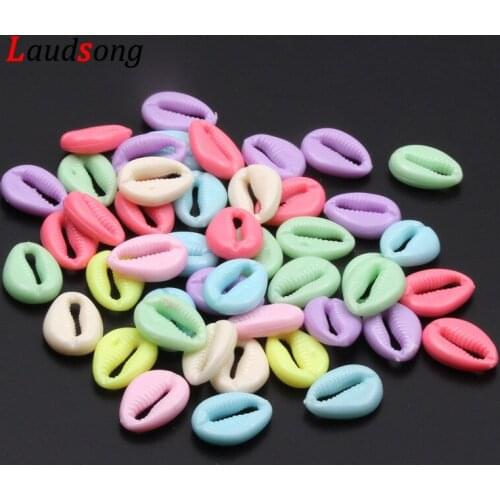 50pcs Candy Color Shell Beads Acrylic Beads Loose Beads 13x18mm For DIY Charm Pendant Jewelry Making