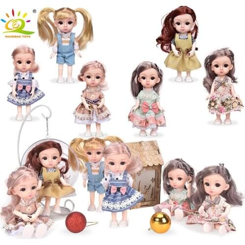 6pcs 5.9inch Fashion Doll bjd Boneca Dolls normal/joint body Ball Jointed Reborn Clothes Shoes Make Up Dolls Toys Gift For Girls