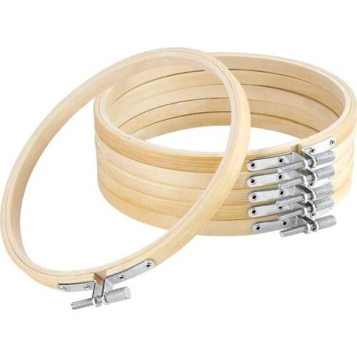 6pcs/set 10-36cm Optional DIY Cross Stitch Embroidery Circle Bamboo Hoop Cross Hoop Ring Support Wooden Needle Craft Tools