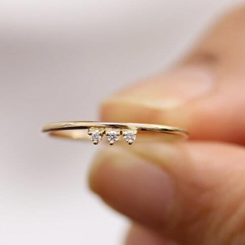 925 anillos Silver 14K Gold Inlaid Small Broken Diamond Exquisite Small Fresh Simple Ring Cute Lady Girl Jewelry Personalized